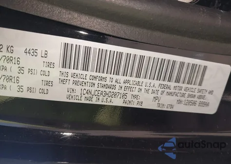 2017 Jeep Compass Latitude Fwd из США, поврежденный, VIN 1C4NJCEA3HD207105